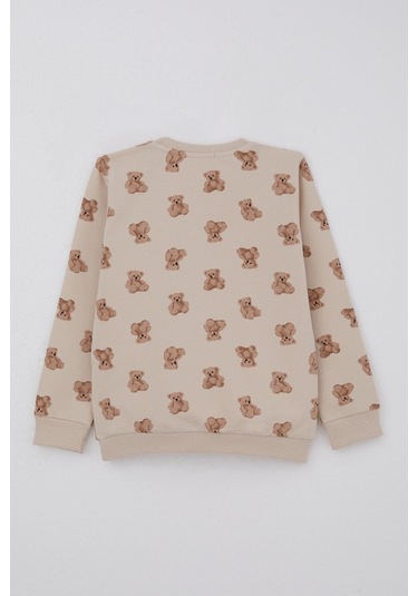 Breeze Erkek Bebek Eşofman Takımı Sevimli Ayıcık Desenli Pantolonu Düğme Aksesuarlı 9 Ay-3 Yaş, Bej Bej