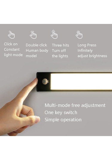 Sones Akıllı Otomatik İnsan Vücudu İndüksiyon Kablosuz Led Lamba 40cm Siyah + Sıcak Işık