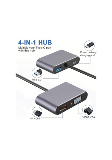 Xuweiwei 4k Hdtv Vga Pd Sarj Ve Ssd Yuvasi 4ü 1 Arada Usb C Hub Adaptörü Nintendo Switch Macbook