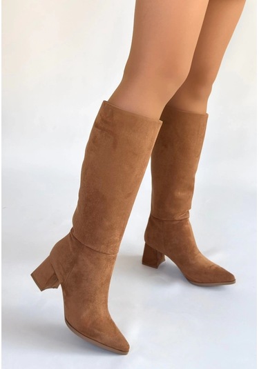 Biçomi Roksa Taba Süet Topuklu Çizme Çok Renkli