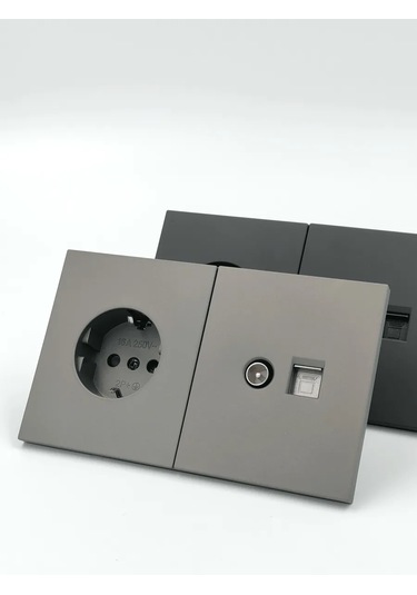 Tocterra Tv Ve İnternet İçin Çift Rj45 Kategori 6 Gri Priz 452804668 Wesa