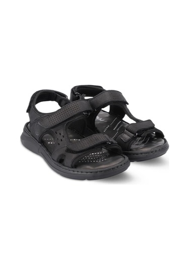 Forelli 40526 Bruce Siyah Nubuk Erkek Hakiki Deri Sandalet-siyah Siyah