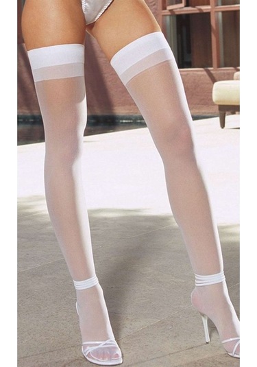 Mokashopin - Dantelsiz Jartiyer Çorabı Beyaz - 1100.1364. 001