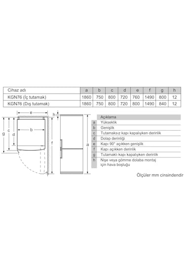 五倫図 Siemens iQ500 KG76NCXE0N 526 LT No-Frost Kombi Tipi Buzdolabı