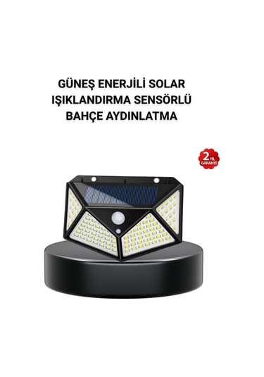 Solar Bahçe Lambası 100 Led Hareket Sensörlü Güneş Enerjili Aydın