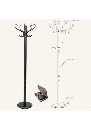 Gürçayhırdavat Portatif Ayaklı Elbise Askısı 60Mm Siyah