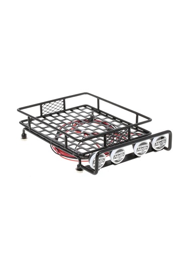 Kangvka 1/10 Rc Crawler İçin Alüminyum Çatı Bagajı Ve Led Işık Barlı Taşıyıcı