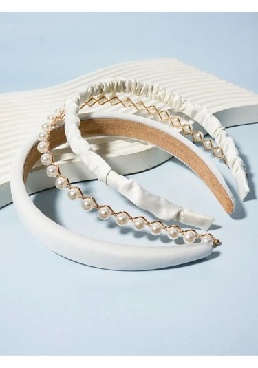 Vkemall 3'lü İpek Ve İncili Saç Kayışı Seti - Kadınlar İçin Şık Ve Fonksiyonel Saç Aksesuarı