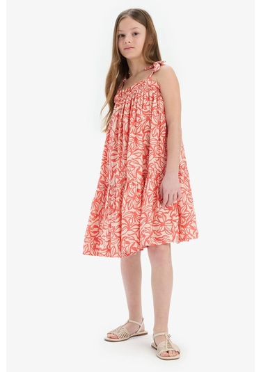 DeFacto 	Kız Çocuk Askılı Çiçek Desenli Yazlık Elbise Y6957A625SMRD188