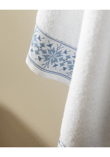 Madame Coco Caresse %100 Pamuk Banyo Havlusu - Beyaz/gri 8684427174937 Beyaz