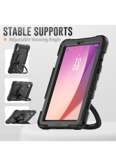 Lenovo Uyumlu Tab M9 / Lenovo Uyumlu K9 Tb310 Kickstand Case Pc+silikon Tablet Kılıf Omuz Kayışı