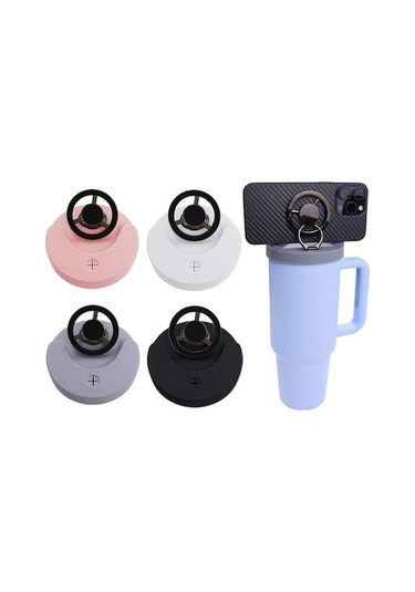 Fastbuy Prestigegoods Stanley 40oz Kupa Manyetik Telefon Tutucu, Pembe Silikon Kapak Koyu Pembe