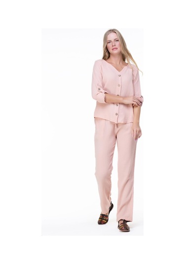 Uzun Kol Müslin Sedef Gömlek Pudra Pdr-pudra Pudra