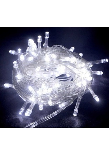 10m 100 Led Boncuk Lamba Beyaz Işık Şeffaf Kablo Karışık