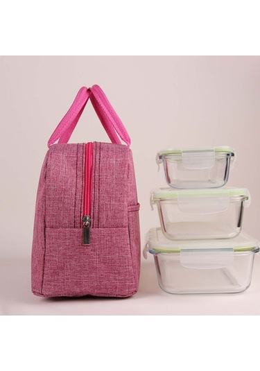 Aubyhe Piknik Ve Öğle Yemeği İçin Isı Ve Soğuk Saklama Çantası - Oxford Kumaş, Alüminyum Folyo - Pembe Diğer