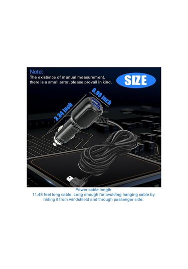 Araç Kamerası Araç Şarj Cihazı 12v - 24v 3.5a 3.5m Dvr Şarj Kablosu Straight Mini Usb