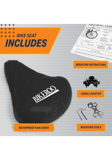 Ekstra Geniş Yedek Eyer - Bisiklet - Çelik Yay Ve Elastomer Süspansiyonu - Merkez Kesim Ve Bellek Köpüğü Beyaz