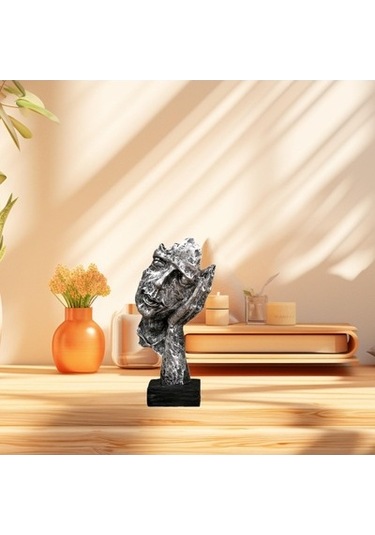 Lijinxu Yüz Soyut Heykel Raf Giriş Yatak Odası Için Gümüş