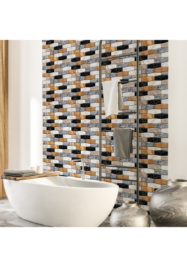 Wezone 3d Multicolor Tuğla Desenli Pvc Otostik Duvar Kağıdı - Mutfak Dolap Masa Yenileme, Yağ Dayanıklı, 10 Adet 30x30cm Diğer