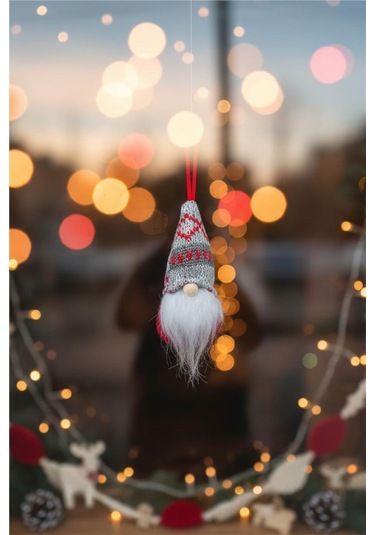 Yılbaşı Ağaç Süsleri Koleksiyonu- Gri Şapkalı Beyaz Sakallı Süs