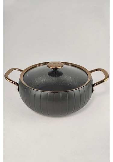 Oms 3528 Antrasit Bakır 7 Parça Meridian Tencere Seti