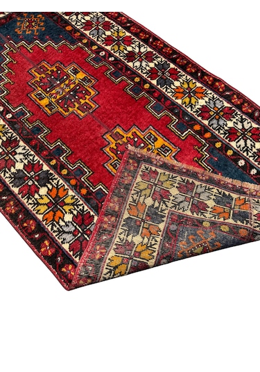 El Dokuma Vintage Eskitme Ortaköy Halısı 95x180 Patchwork Halı