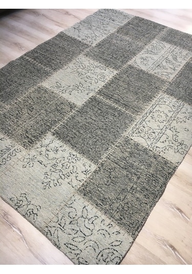 Türkmen Halı Vintage Mood 3205A Gri 80X150Cm Patchwork Kilim