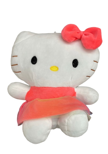 Elbiseli Kurdeleli Hello Kity Peluş 25 Cm