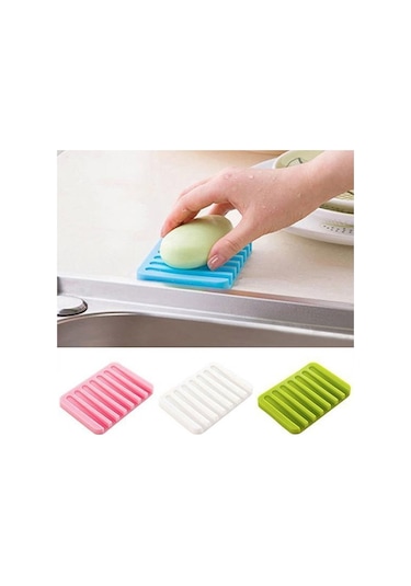 Yeşil Esnek Banyo Silikon Sabunluk Depolama Tutucu Soapbox Plaka Tepsi Drenaj