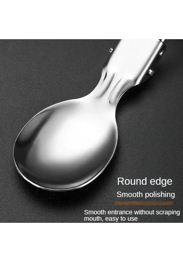 Besthome1 3 Parça Taşınabilir Kamp Seti, Gümüş Renkli Çatal Bıçak Kaşık Gümüş