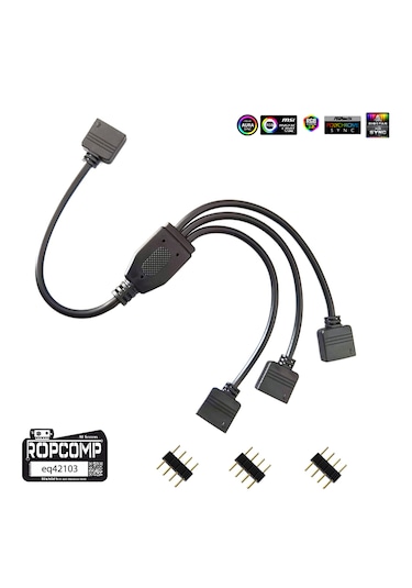 Ropcomp Pc Kasa Ve Led Aydınlatma İçin 3 Çıkışlı 4-pin Rgb Splitter 30 CM