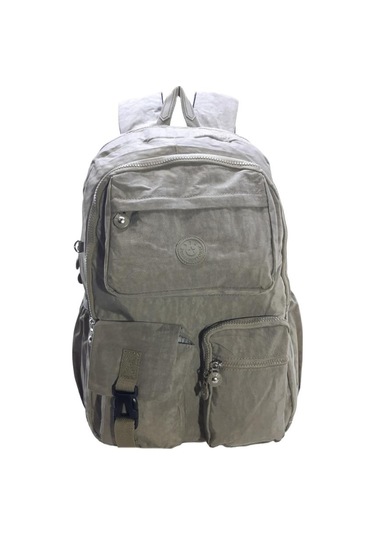 Klinkır Okul Çantası Lise Ortaokul Üniversite Kadın Sırt Çantası Hafif Kumaş Çok Cepli Bej