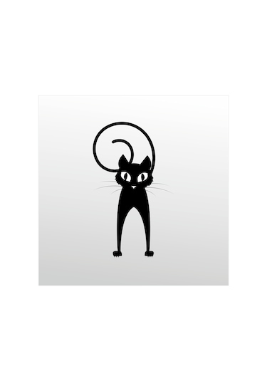 Folyo Sticker Şaşkın Kedi 90 Cm Uzunluk Siyah