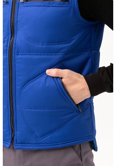 Kışlık Su Geçirmez Çok Cepli Yelek Isı Yalıtımlı Melesa İş Outdoor Suya Sıcak Tutucu Saxmavi