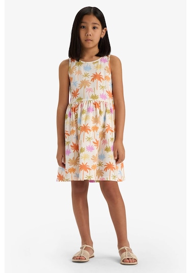DeFacto Kız Çocuk Bisiklet Yaka Çiçek Desenli Kolsuz Yazlık Elbise B4338A825SMER235