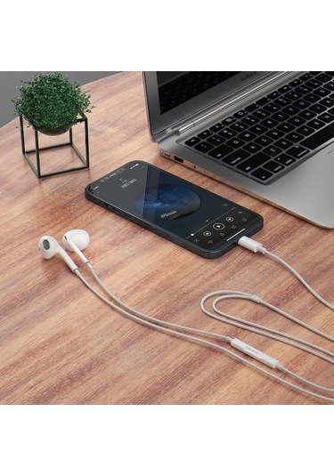 İphone İçin Lightning Uyumlu Kulaklık, Ses Kontrolü Ve Mikrofon - Beyaz
