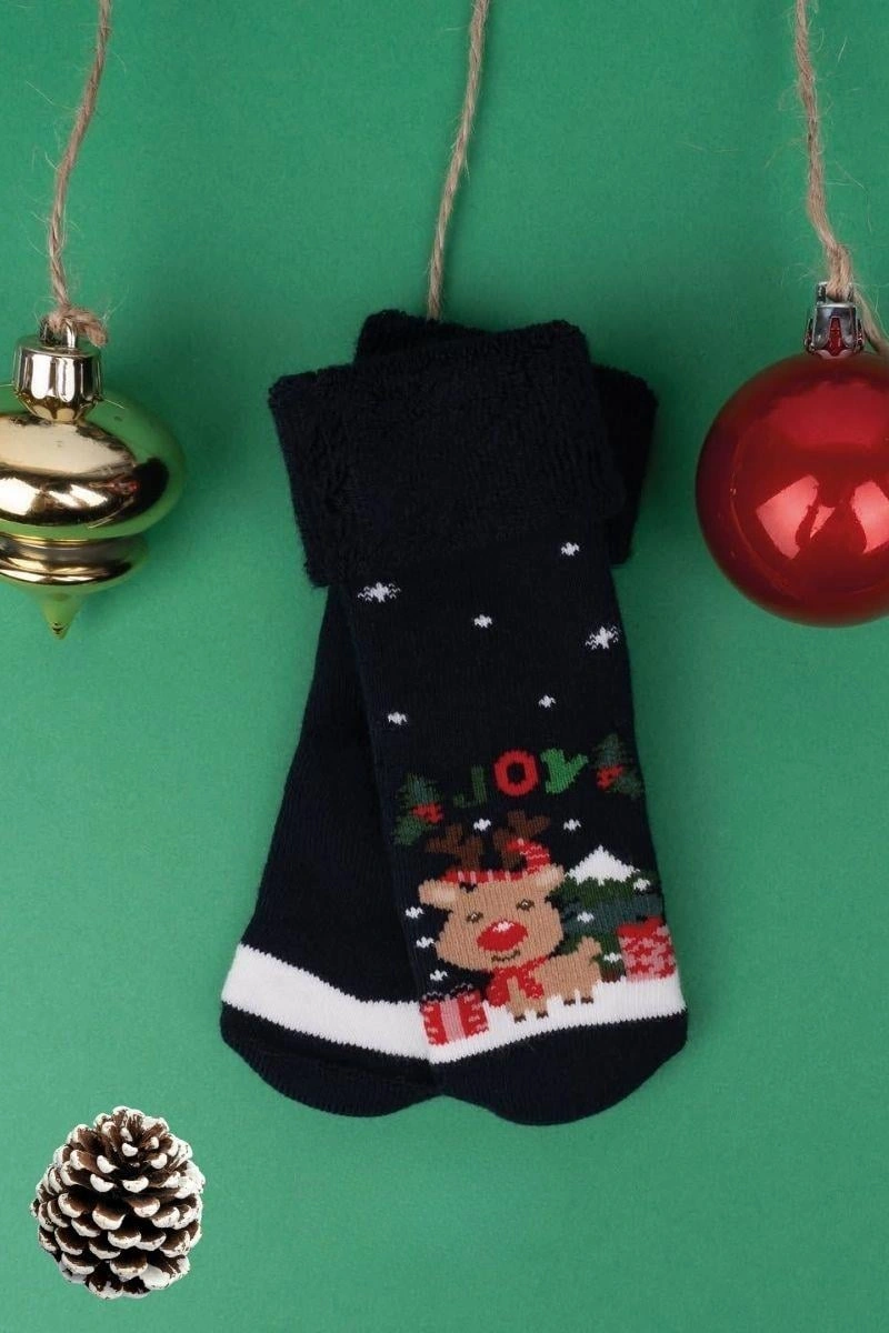 Katamino 3 Çift Unisex Kutulu Yılbaşı Hediyelik Yeni Yıl Temalı Çocuk Soket Havlu Çorap