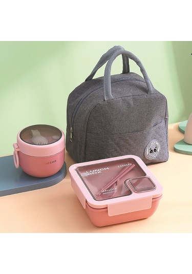 Okullar İçin Uygun Beslenme Çantası Ve Yemek Takımı D-3 Pembe