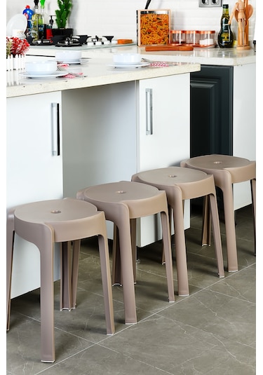 İç İçe Geçebilen Plastik Tabure Mutfak Bahçe Taburesi 4 Adet Lat