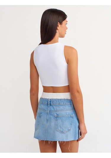 Dilvin Denim Mini Etek Mavi