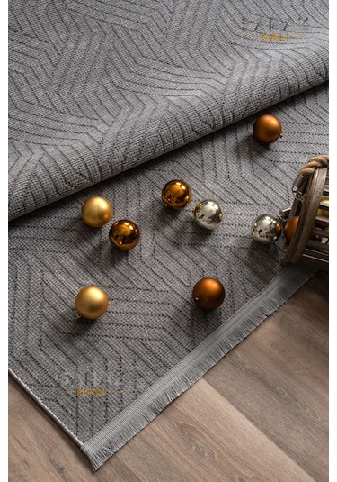 Bohem Saçaklı Kaymaz Dokuma Kilim Salon Halısı Mutfak Halısı Balkon Özel Ölçü Yolluk Krem Gri