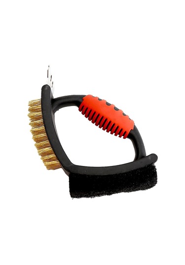 Izgara Fırçası Temizleme Fırçası Barbekü Temizleme Fırçası Açık Hava Izgarası İçin Çok Amaçlı Pirinç Kıllı Ovma Pedi Ve Kazıyıcı İle
