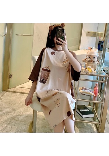 Snapbuy Kadın Kore Tarzı Yaz Pijama Seti - Rahat Ev Kıyafeti, Kısa Kollu Pijama Öğrenciler İçinerkek Multı