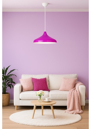 Nil Fuşya Renk Özel Tasarım Modern Dekoratif Cafe Sarkıt Cafe - Mutfak Tekli Avize Fuşya