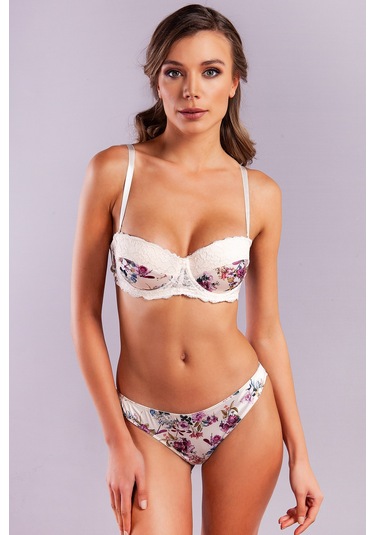 Golshan Gitana Half Push Up Bra,çiçekli Ekru Straplez Konforlu Ve Şık Sütyen Çok renkli