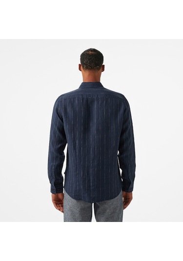 Nautica Erkek Lacivert Classic Fit Çizgili Gömlek Çizgili W55446t Lacivert