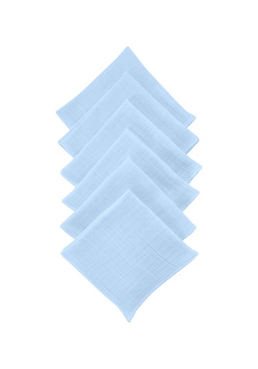 Bürümcük 25x25cm Bebek Ağız Bezi Ter Bezi 6'lı Mavi