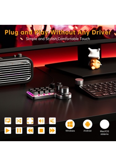 Programlanabilir Makro Klavye 12 Tuşlu 4 Düğmeli Oyun Tuş Takımı Usb Kablolu + Bt Çift Mod Çok Amaçlı Kısayol Özel Tuş Takımı Pc Masaüstü İçin