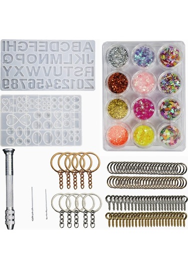 Rogfer 127 Parça Silikon Kalıp Seti: Rakam-harf Diyarı, Parlak Toz Ve Aksesuarlar İle Epoksi Reçine, Sabun, Mum Yapımı Çok Renkli Çok Renkli