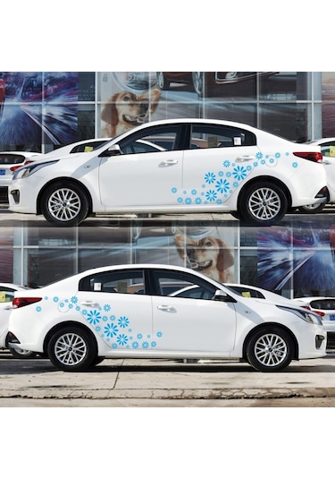 Sones 2 Adet/takım D-483 Çiçek Desenli Araba Modifiye Dekoratif Çıkartma Mavi